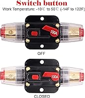Vista 3 de 2 Pack Inline Fuse Car Audio 100A Manual Reset Circuit Breaker Fuse Holder 12-24V DC for Car Audio Amps Overload Protection Fuse Marine Boat Stereo