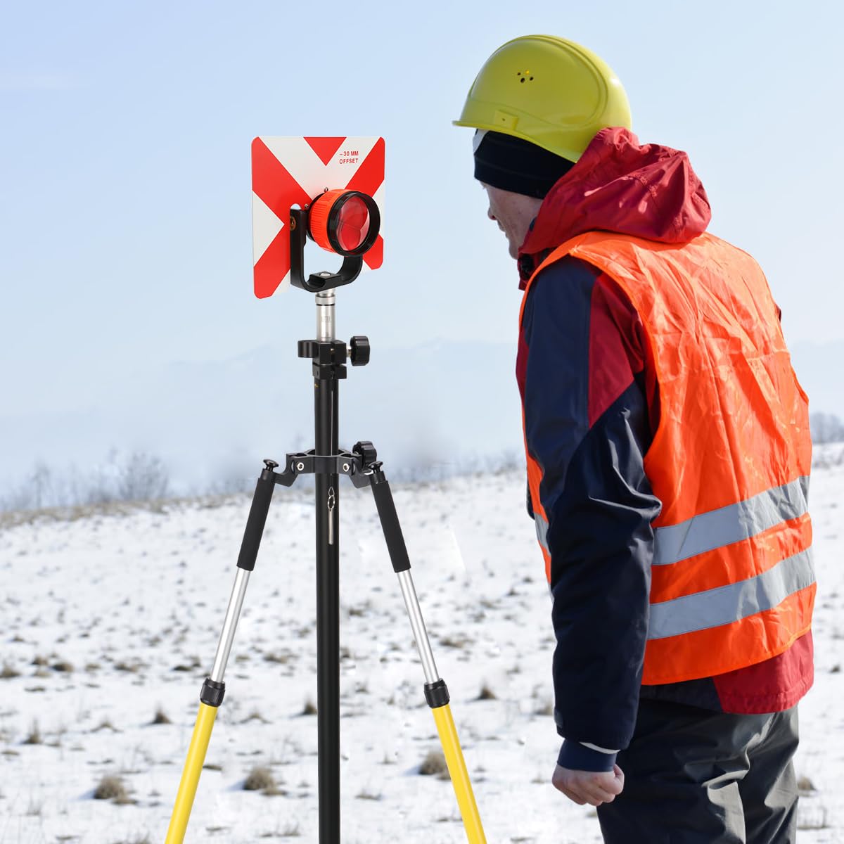 Dreibeinstativ mit Daumenauslösung, Aluminium-Stativ für Prismenstangen, Vermessung oder GPS-Pole der Totalstation, GPS, GNSS