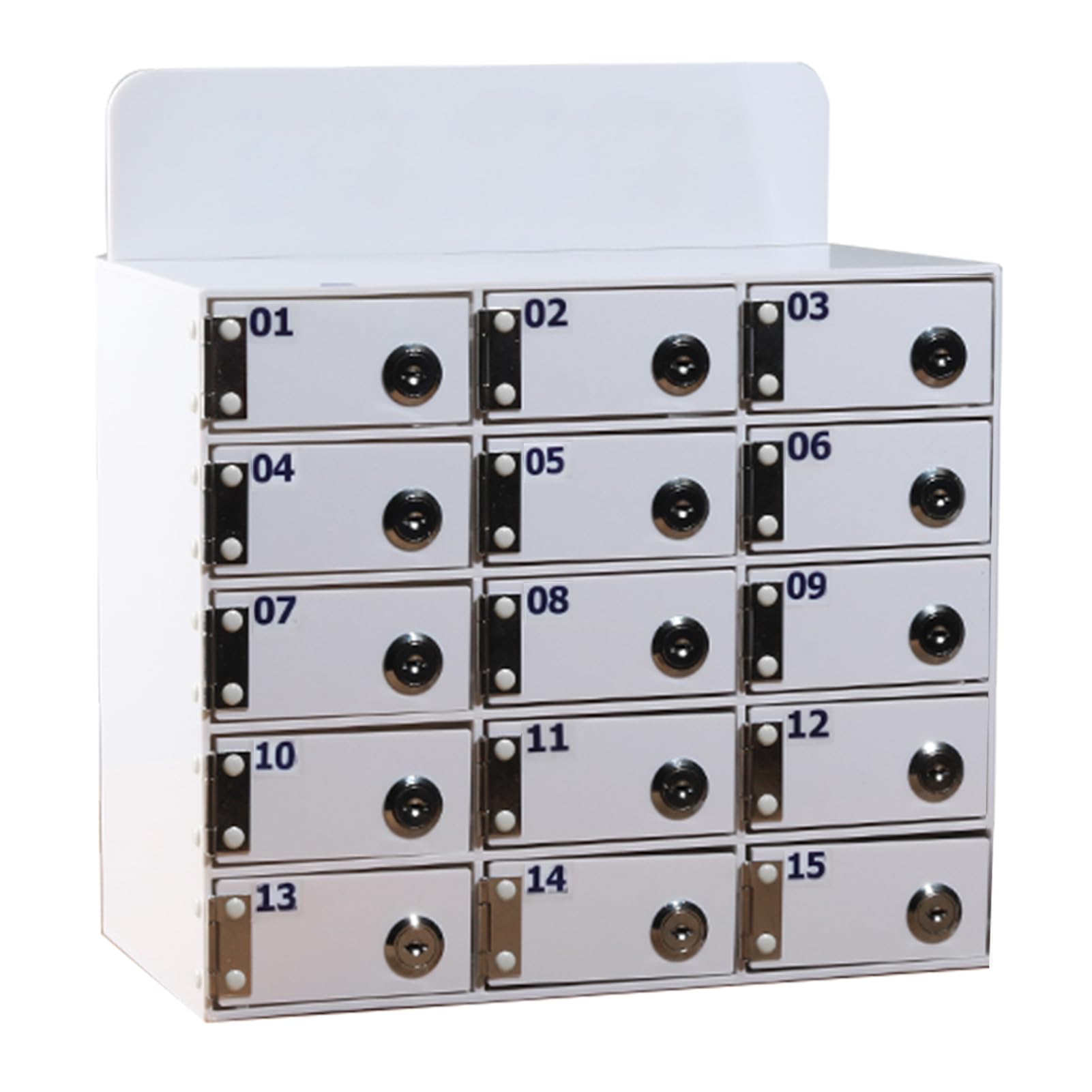 LVRUIEDS Mobile Phone Storage, Personal Storage Box with 12/15/20/25/30/40 Slots, Transparent Mobile Phone Locker with Lock, Desktop Mobile Phone Storage Cabinet (White, 15 Slots) — image 1