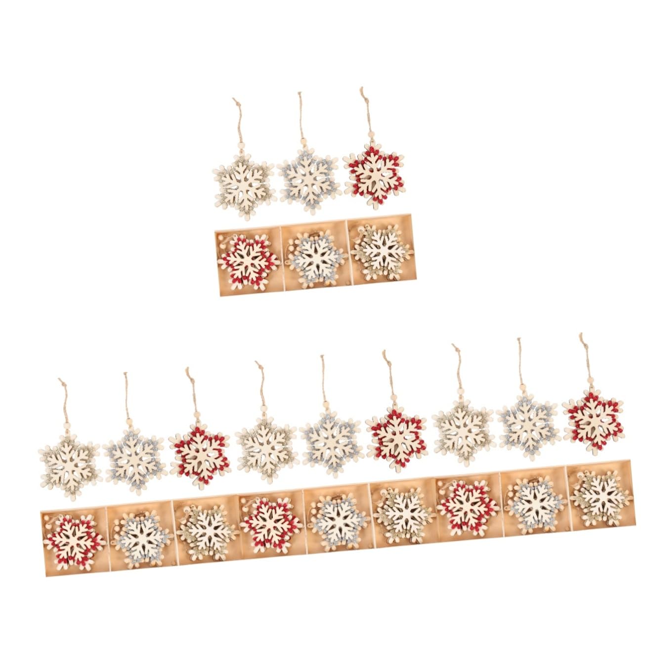 Cabilock 4 Set Decorazioni In Legno Per Albero Di Natale Con Neve Fiocchi Di Neve Pupazzo Di Neve Gnomi Gonfiabili Scena Ghiacciata Ghirlanda Festone Del Coperchio 6 pezzi * 4