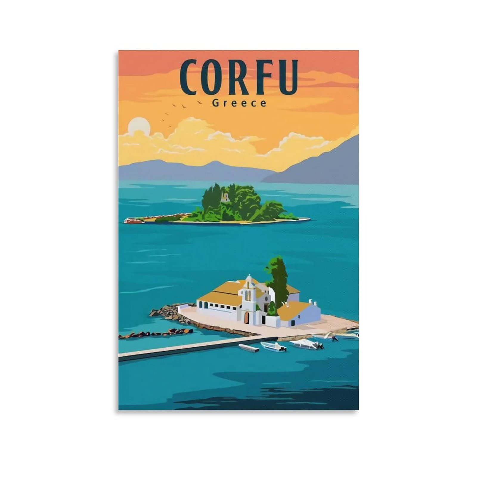 Metal Tin Sign Greece Corfu Retro Decor Art Sign Home Kitchen Bar Cafe Club Cave Wall Decor Vintage Travel Sign 15x30cm