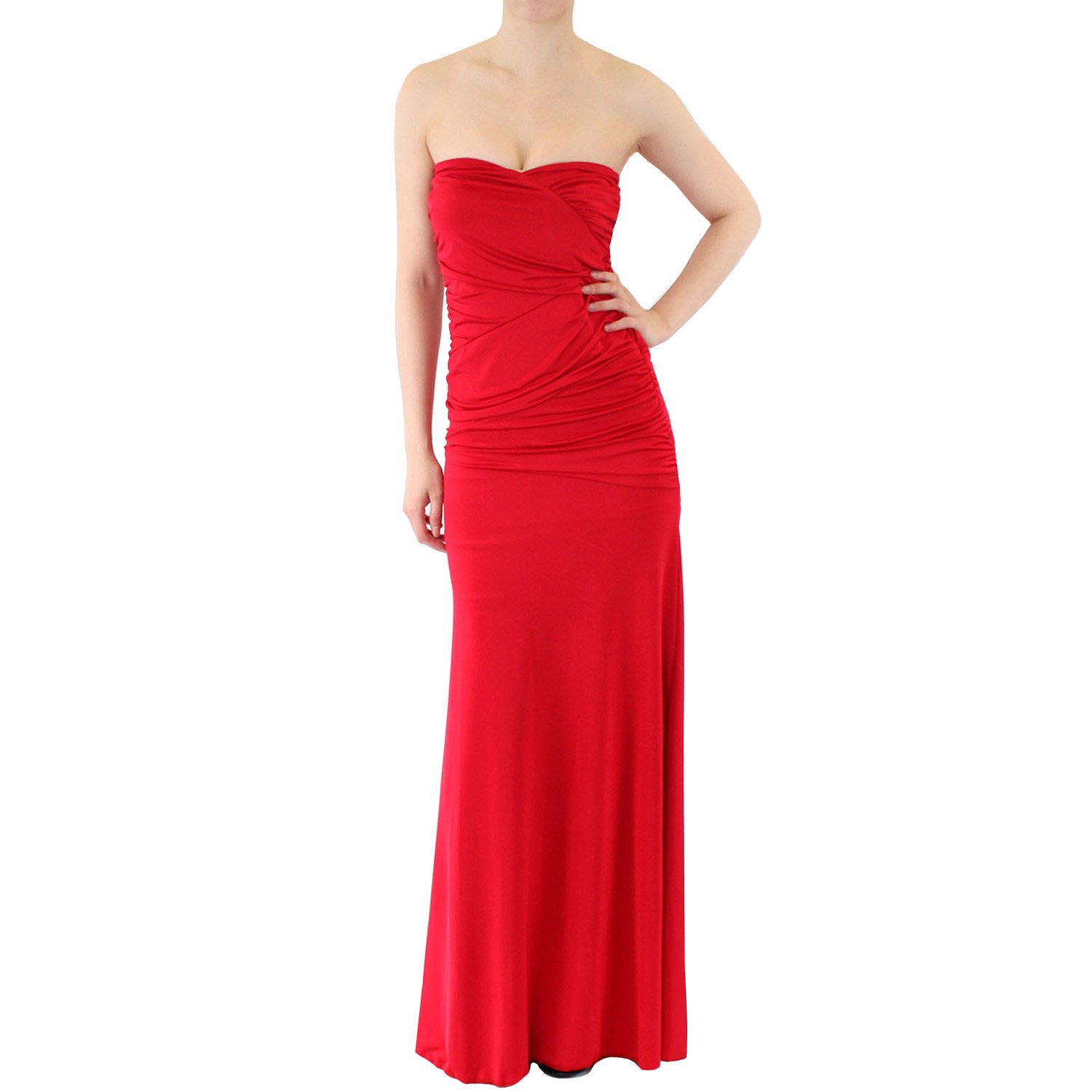 West Blvd Formal Evening Prom Party Strapless Long Maxi Gown Dress,Zzw-Wbc-Diane-Dd-000232 Red Large