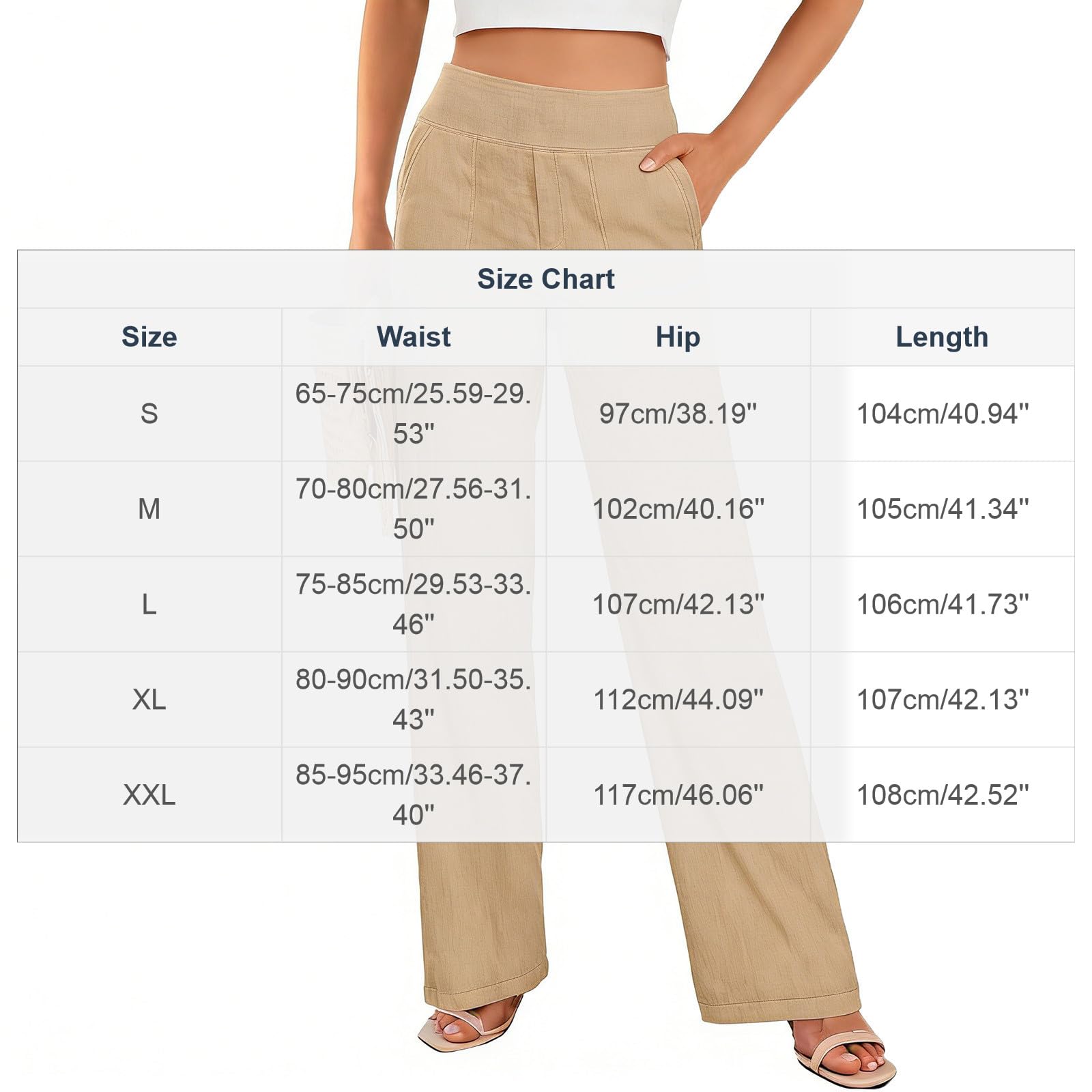 Wide Leg Pants Women Summer Straight Leg Casual Palazzo Pant Cotton Linen Lounge Beach Vacation Trousers with Pockets - 5
