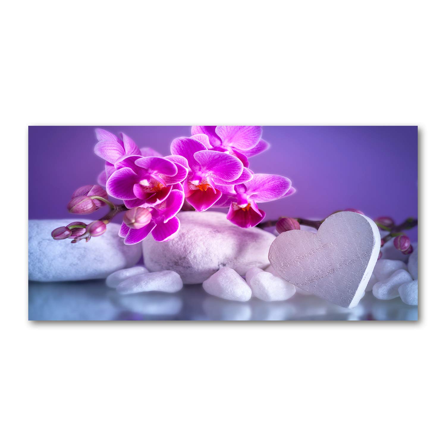 Tableau orchidée rose sur verre 120x60 cm pour cuisine moderne