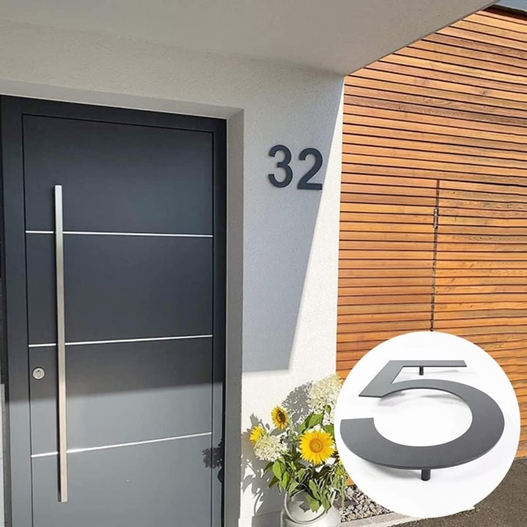 1pcs 200mm Stainless Steel Floating House Number Outdoor Street Address Sign Plates 8” Big Black Door Numbers, For Home Improvement Yard Mailbox 0-9(Number 4)