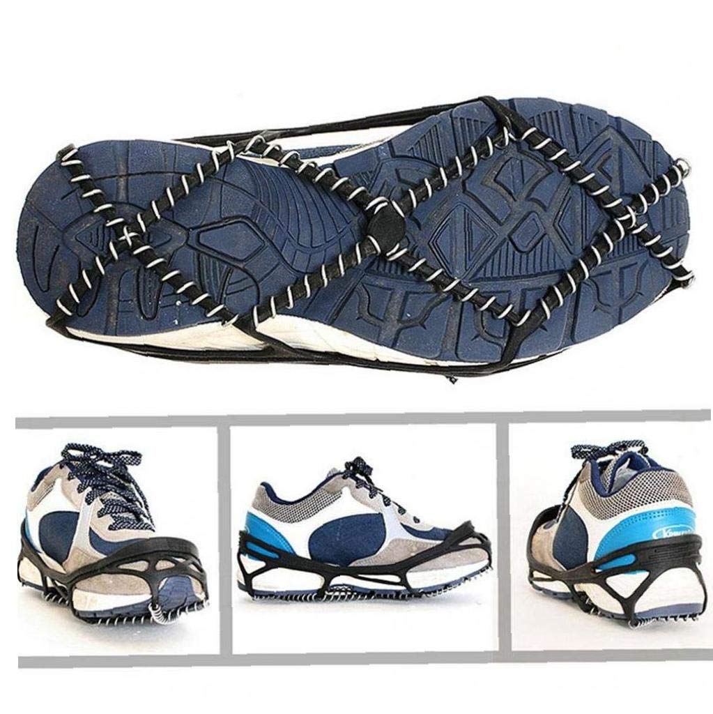 Poignées de Traction Bottes de randonnée antidérapantes Chaussures Crampons Crampons à Glace pour Sports de Plein air Alpinisme Marche Jogging Randonnée Noir 1 Paire