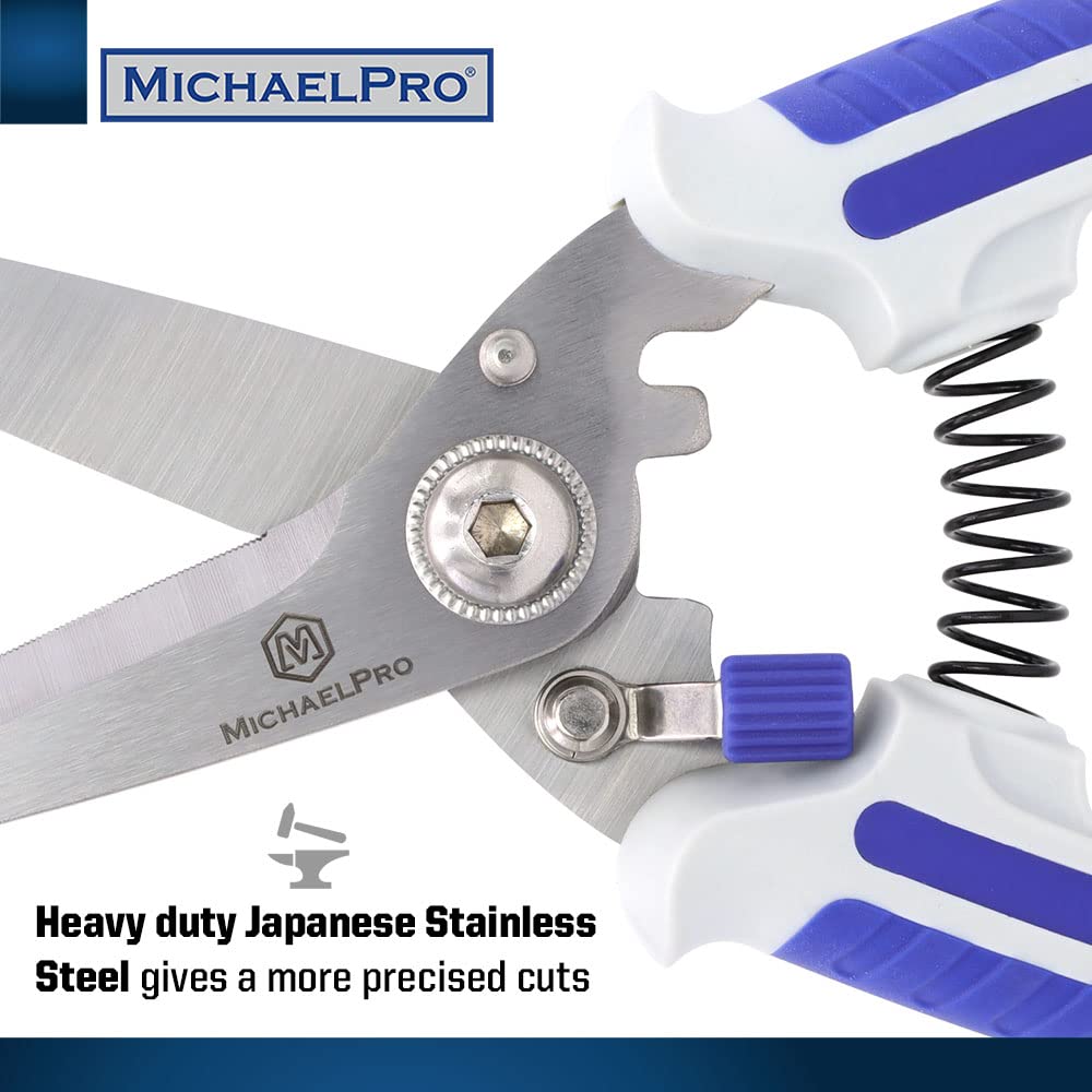 MichaelPro 200mm Stainless Multi-Purpose Shears, Blue, Silver - Image 2