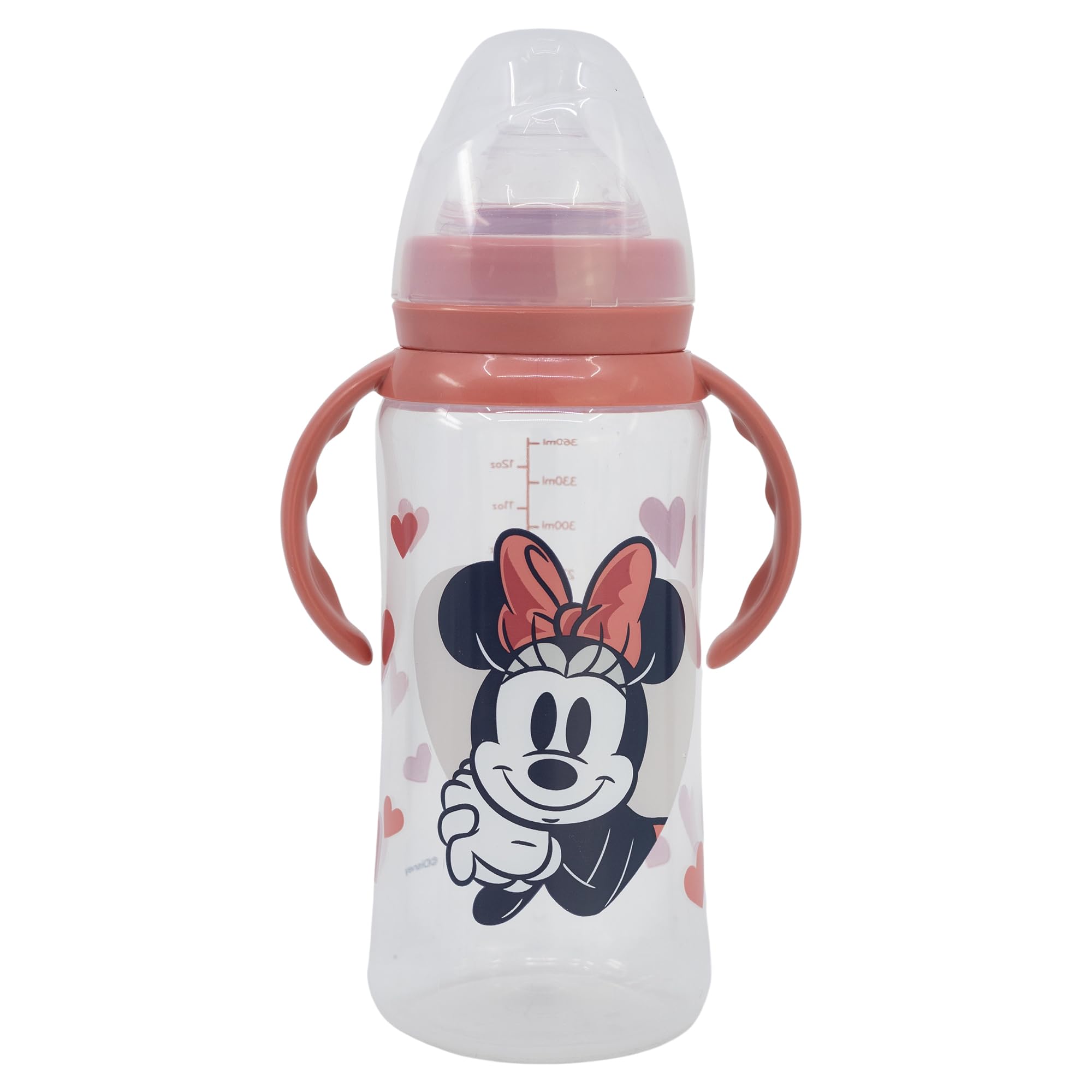 STOR Biberon con Manici Minni 360ml Collo Largo Tettarella Silicone 3 Posizioni Disney Baby Sistema Anti-Coliche Senza BPA 0 Mesi Plus