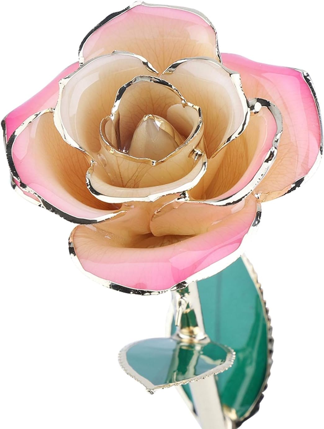 Fafeicy 24K Gold Rose Eternal Flower Preserved in Crystal Resin with Stand for Home Office Lasting Decor