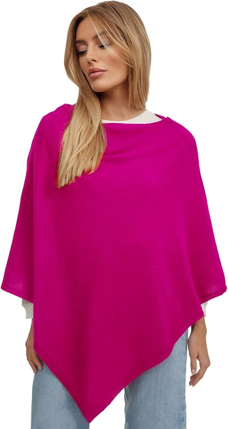 Glamexx24 Gebreide poncho voor dames, effen kleur, cape, fijn gebreid, XXL, trui, schouderdoek, elegant, stijl en comfort, voor lente en herfst, Made