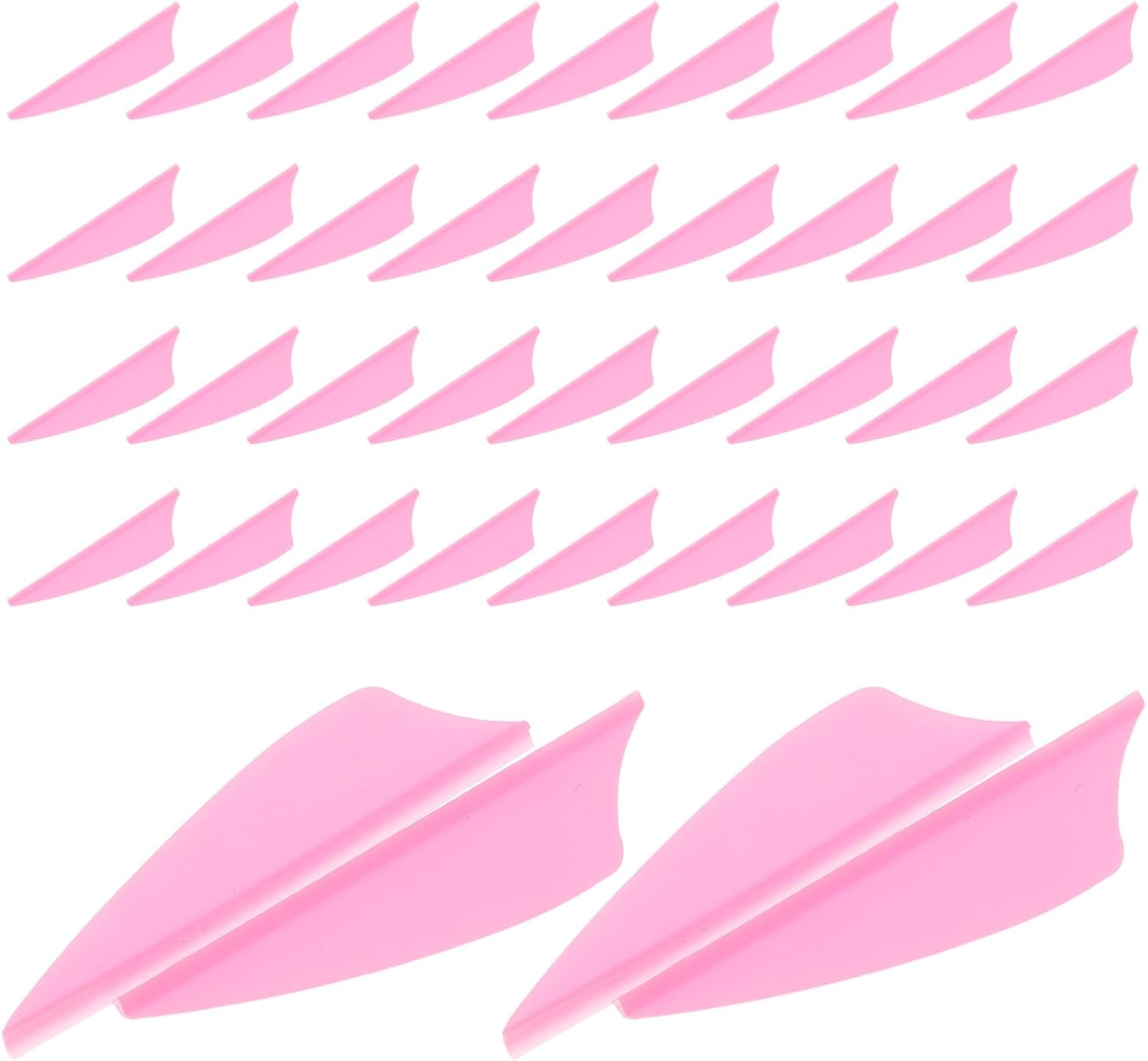 TEHAUX 60pcs Pink Plastic Arrow Fletching Vanes Lightweight Archery Parts Bowhunting Vane Kit for Target Practice and Arrow Fletchings Replacement