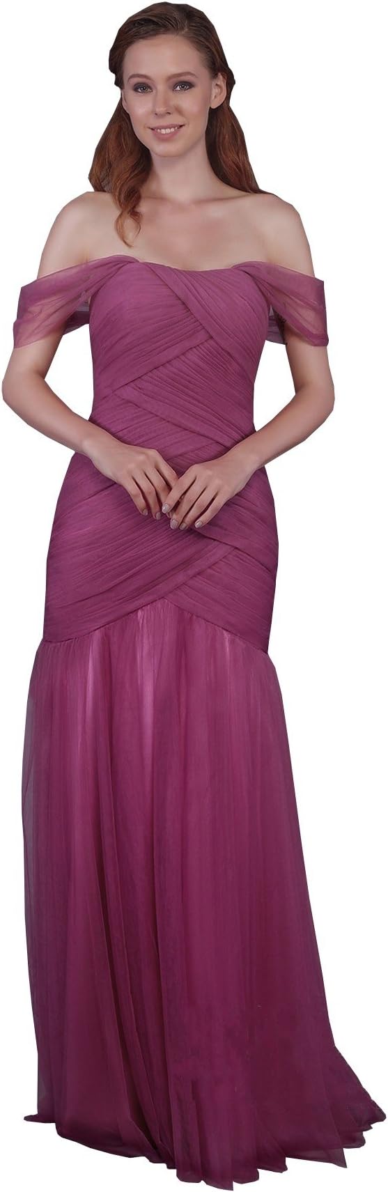 Pleats Mermaid Birdesmaid Dresses for Women Off The Shoulder Tulle Backless Party Dress Evening Gowns 2021