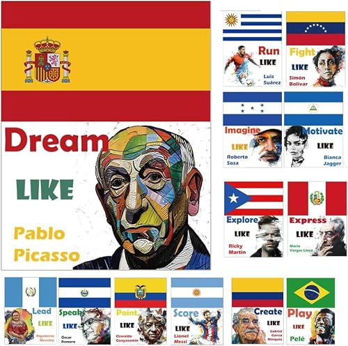 21pcs Hispanic Heritage Posters | 11x14in Cultural Celebration Decor for Classroom, Office & Home​ | School Month Bulletin Board Set