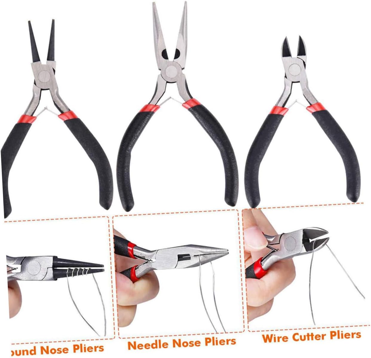 TEHAUX 27pcs Jewelry Accessories Parts Needle-Nose Plier Safety Scissor Tweezer Wire Set for DIY Beading Bracelet Necklace