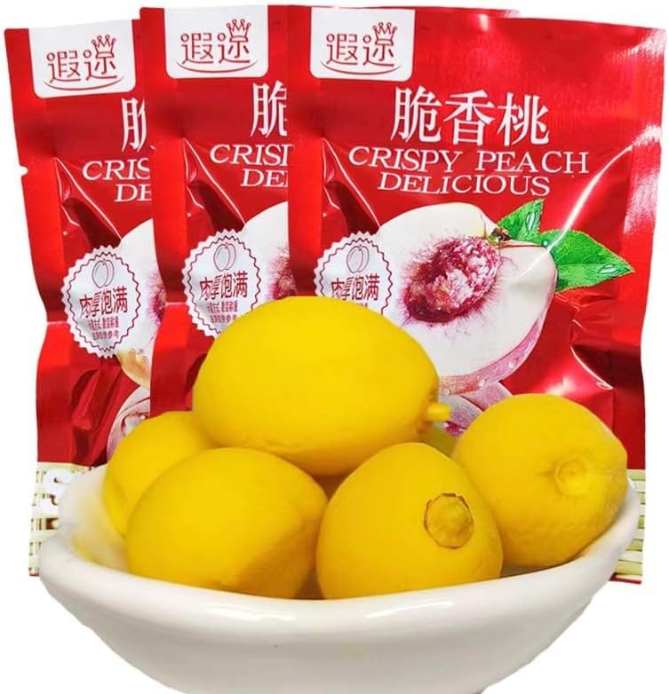 Sour and Sweet Crispy Peach,Honey Peach Preserved Fruit,Chinese snack gift,Small Peaches,Fruit Snack,Dried Fruit,White peach,Sweets, Desserts,Vegetarian snack,Healthy Snacks Food (5packs)