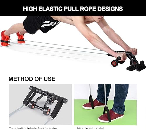 Miniatura 3 de 2 bandas elásticas de ejercicio para rueda abdominal de 19.7 pulgadas, cuerdas de rodillo abdominal, cuerdas de resistencia al ejercicio, correas de