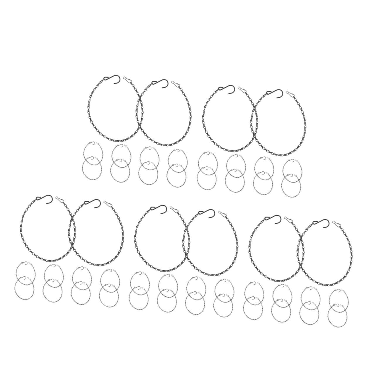 BESPORTBLE 5 Sätze Hängende Kette Pflanzendeko Pflanzenzubehör Lampionkette Pflanzenhängekette Weidenkorb Vogelhäuschen Hängen Bahnhof Blumenkorbkette Blumentopfkette Eisen Black 10 Stück * 5