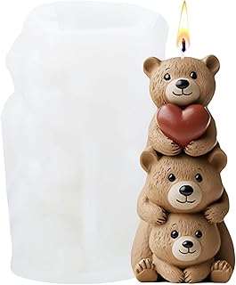 XIAOSHUI Stacked Bear Silicone Mold Teddy Bear Candle Molds for Candle Making Resin Casting Aromatherapy Candles Gypsum Polymer Clay Craft Candle Home Decorate