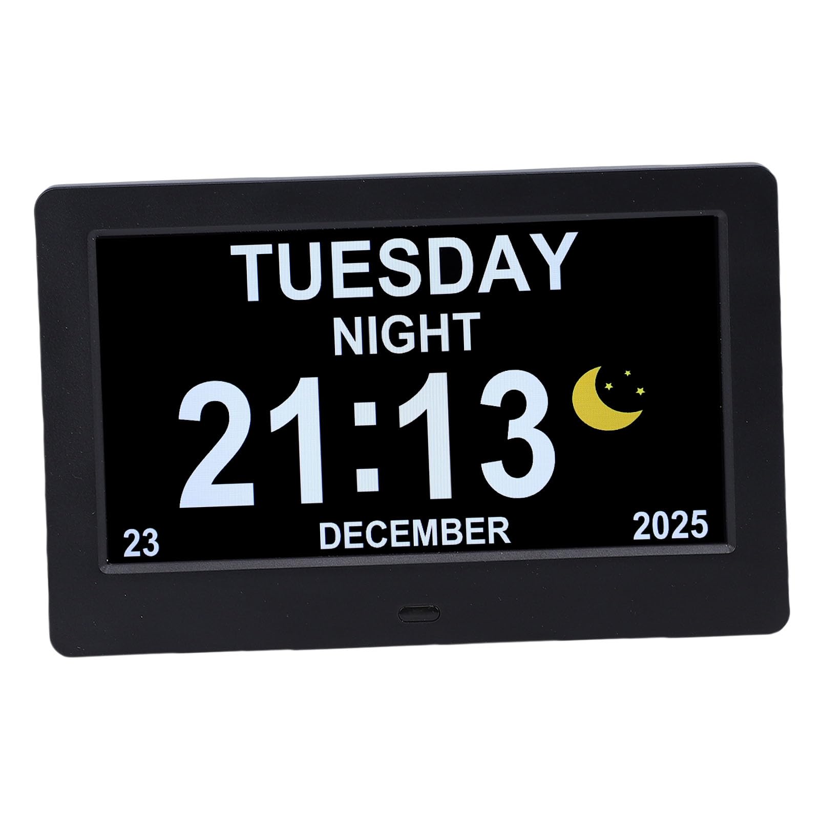 Reloj Calendario Digital Multifuncional de 7 "con Pantalla Clara para una Fácil Lectura Configuración del Despertador para Todos los Usuarios Ideal para Uso en el Hogar y la Oficina Negro