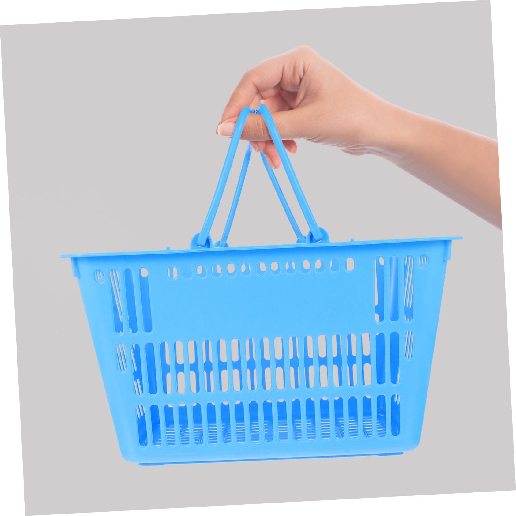 Outanaya Cesta de Almacenamiento de Plástico Resistente con Asas Portátiles para Organizar Artículos y Compras Hogar o Supermercado