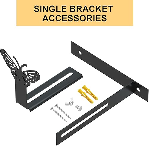 Miniatura 4 de MIXXIDEA Soportes para jardineras colgantes de acero negro, soporte de pared resistente, soportes universales para ventana para balcón, patio,