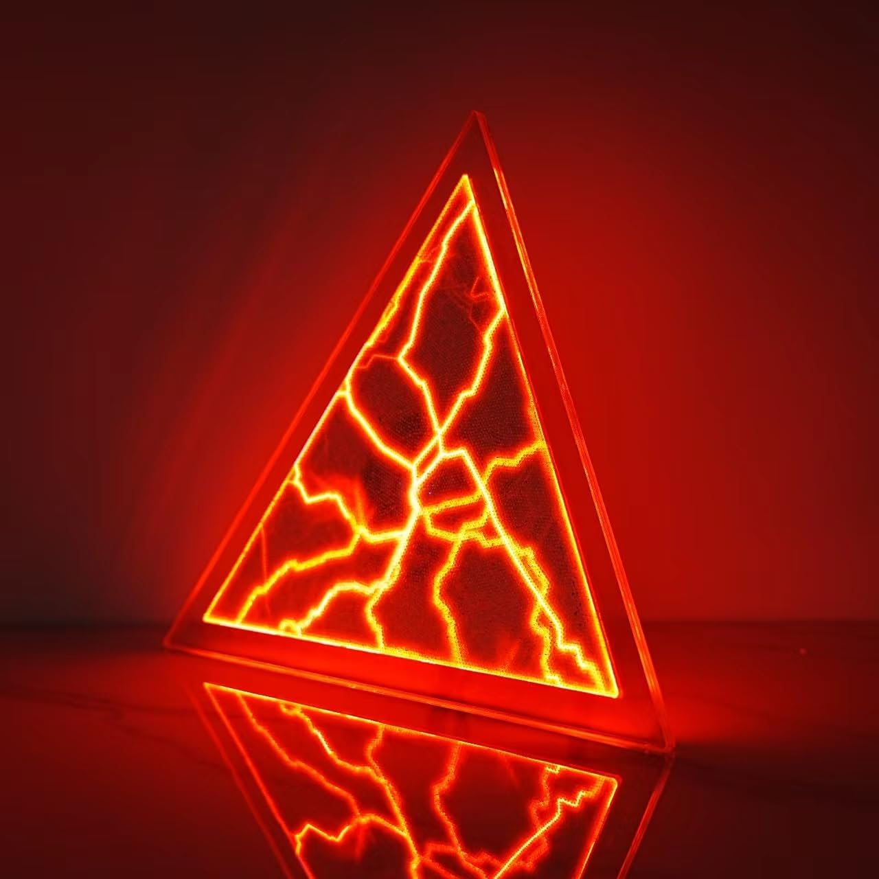 12 Inch TriangularPlasma Disc, Plasma Ball, Plasma Globe,Electrostorm Disc,Luminglas,Science and Education Lighting, bar, Club, Party, Decoration, Family Ornaments, Holiday Gifts (Red)