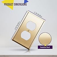 Vista 88 de ENERLITES Placa de pared de metal dúplex para receptáculos, cubierta de salida de acero inoxidable, resistente a la corrosión, tamaño de 1 banda