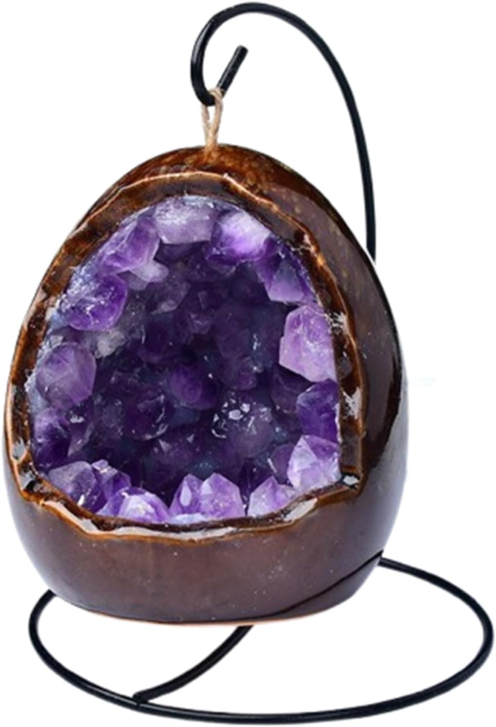 Amethyst Geode Night Light Citrine Egg Quartz Crystal Lamp Crystal Bedside Lamp for Home Decor,Bedroom, Living Room Ideal Gift for Women & Men,Purple