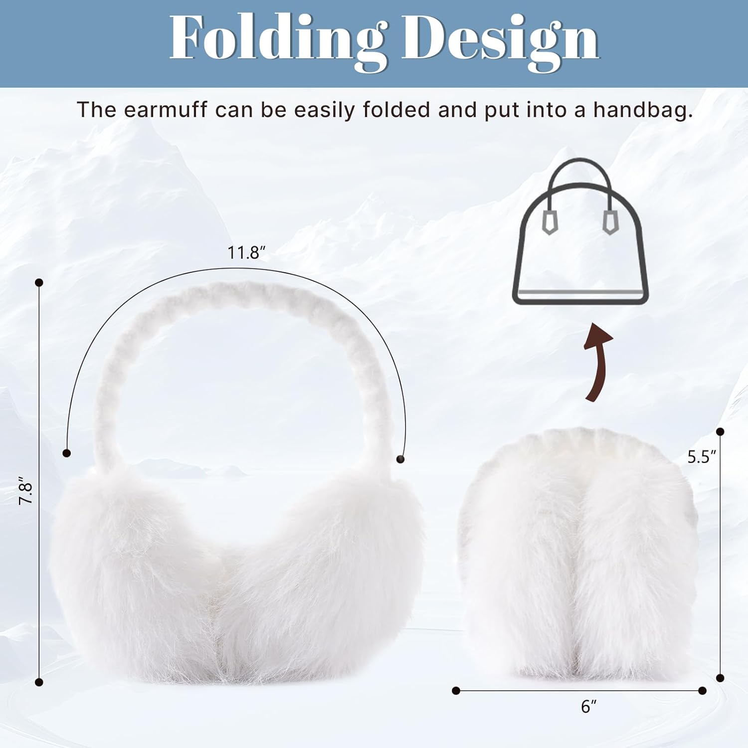 Muffs for Winter Women - Faux Fur Earmuffs, Soft Warm Stylish Ear Muffs for Women Cute Foldable - Image 4