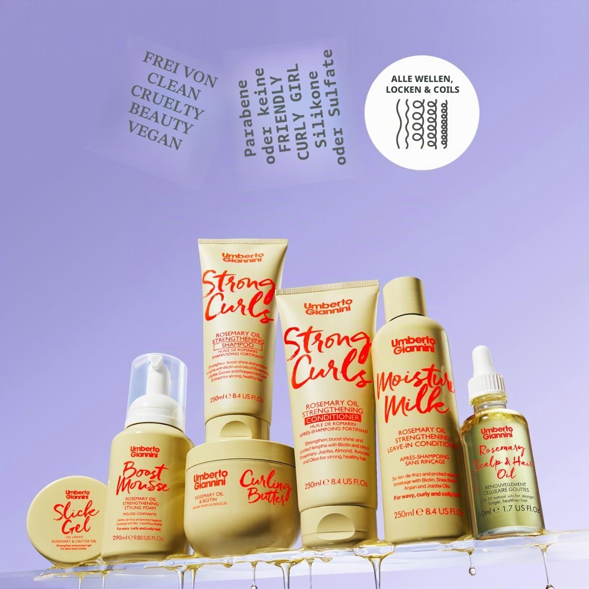 Umberto Giannini Strong Curls Rosemary Oil Strengthening Styling Foam 300ml