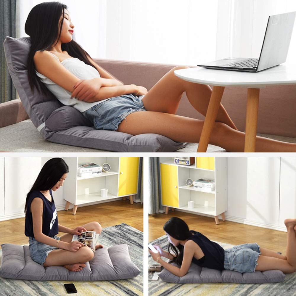 Silla plegable de suelo ajustable en 6 ángulos, esponja de alta resistencia, agradable al tacto, lavable, diseño ergonómico, ideal para leer, meditar, yoga