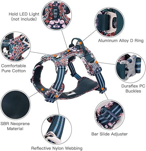 Miniatura 6 de Arnés reflectante sin tirones para perro, con asa y clip frontal, arnés acolchado de neopreno para cachorros, perros pequeños, medianos y grandes, 3
