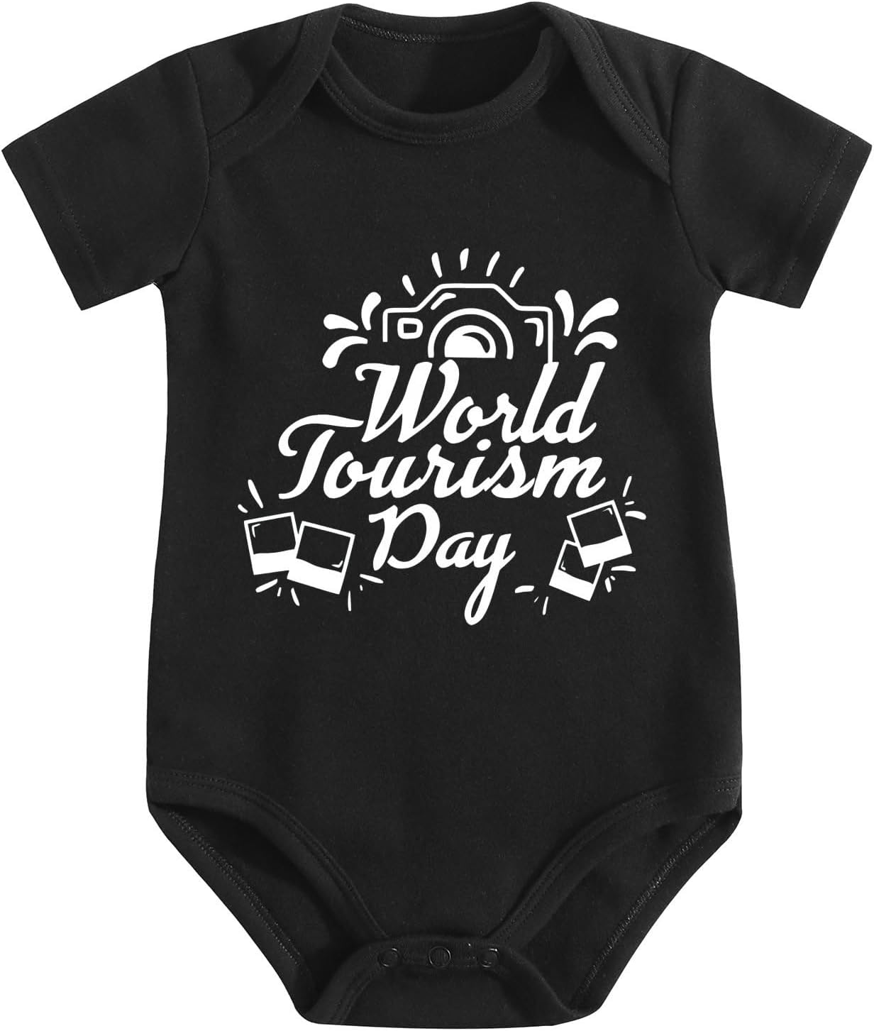 Baby Romper,Tourism Day For Travel Addict Travel,Unique Geometric Pattern Breathable Comfortable Fit