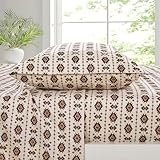 Chezmoi Collection 4-Piece Lodge Geometric Sheet Set Queen - Multicolor Brown Geometric Symbols Printed Brushed Microfiber Lightweight Breathable Deep Pocket Bed Sheets