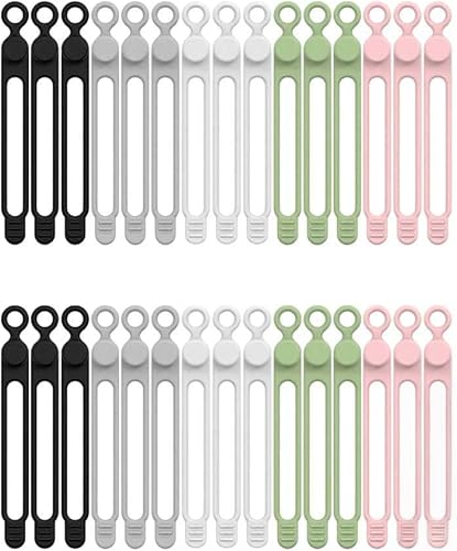 Miniatura 11 de Organizador de cables de datos, organizadores de auriculares de silicona mejorados, correas elásticas multiusos reutilizables para agrupar y sujetar