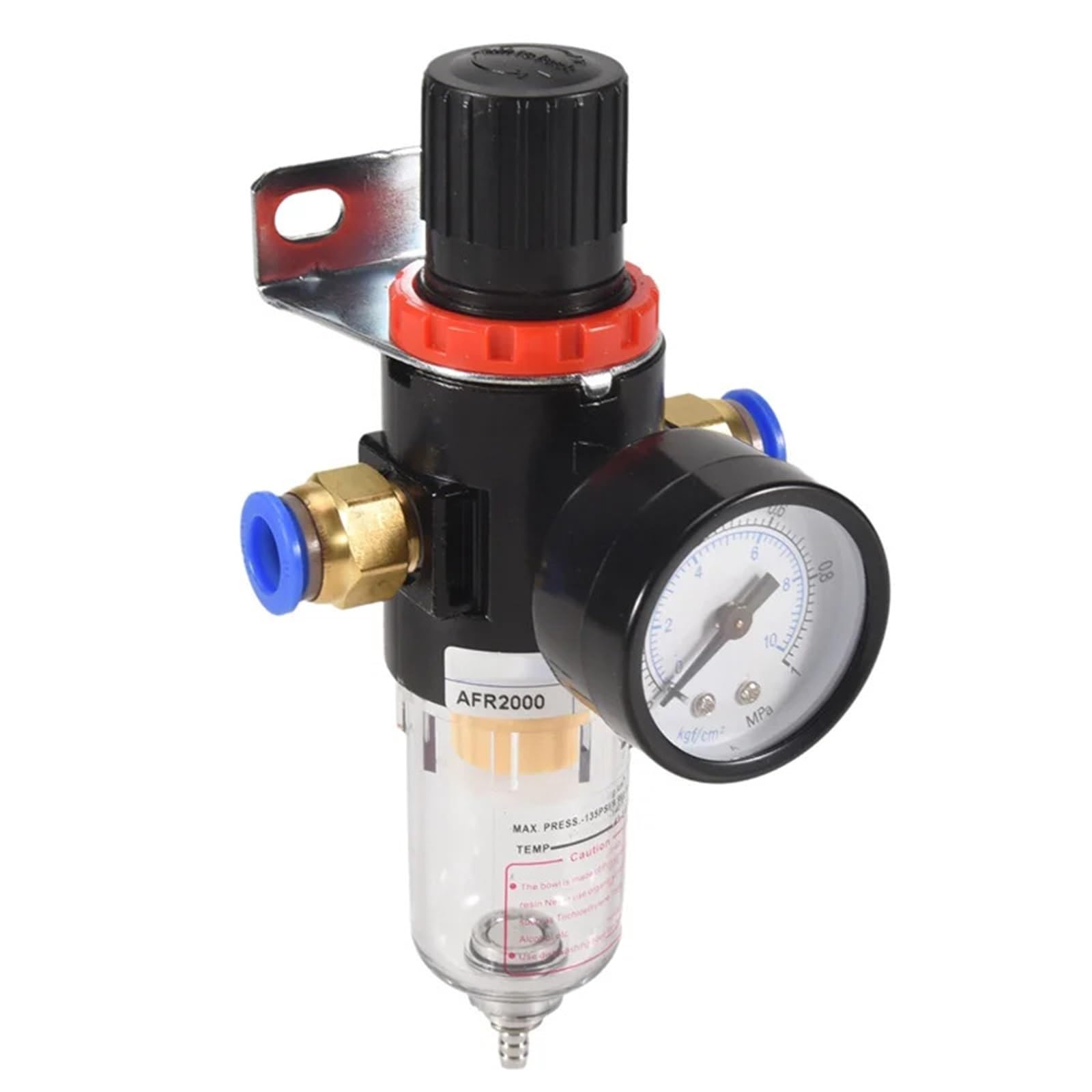 Regulador de presión filtro, compresor herramienta aire separador agua AFR2000 1/4 pulgadas con conector 10MM, 1 Uds