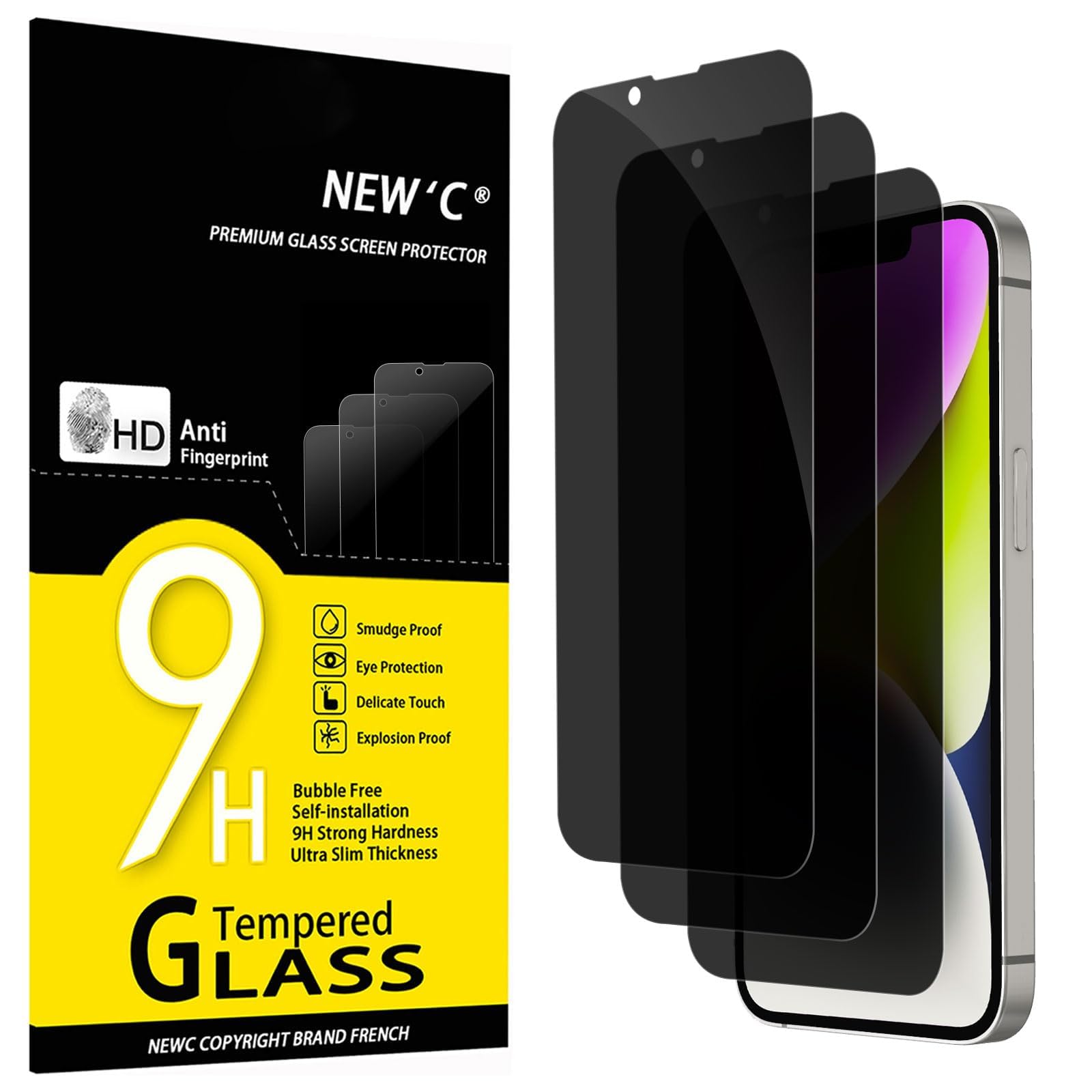 NEW'C Schutzfolie Panzerglas für iPhone 16e, iPhone 14, iPhone 13 – 6,1 Zoll