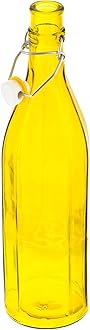 Machak Colhexa Glass Bottles With Cork 1litre, Kitchen Decoration (Yellow, 1)