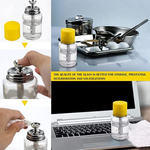 Miniatura 7 de GYOTUU Botella de vidrio transparente de 3.7 fl oz, botella dispensadora profesional de vidrio transparente con tapa abatible y básculas de medición