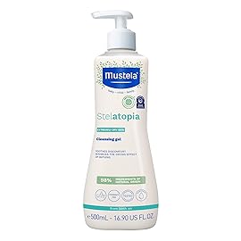Mustela Stelatopia Eczema-Prone Skin Cleansing Gel - Baby Face & Body Wash with Natural Avocado & Sunflower Oil - Fragrance-Free & Tear Free - 16.9 fl. oz.