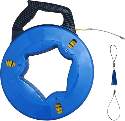 Extractor de alambre de acero de cinta de pescado de 0.157in y 150 pies con un estuche de almacenamiento de cables. Herramienta de alambre en forma