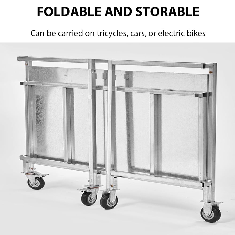 Carrello Per Venditori Ambulanti Di Cibo Da Strada Con Tettoia A Strisce, Espositore Pieghevole Per Alimenti Con Ruote Bloccabili, Carrello Per Venditori Ambulanti,S
