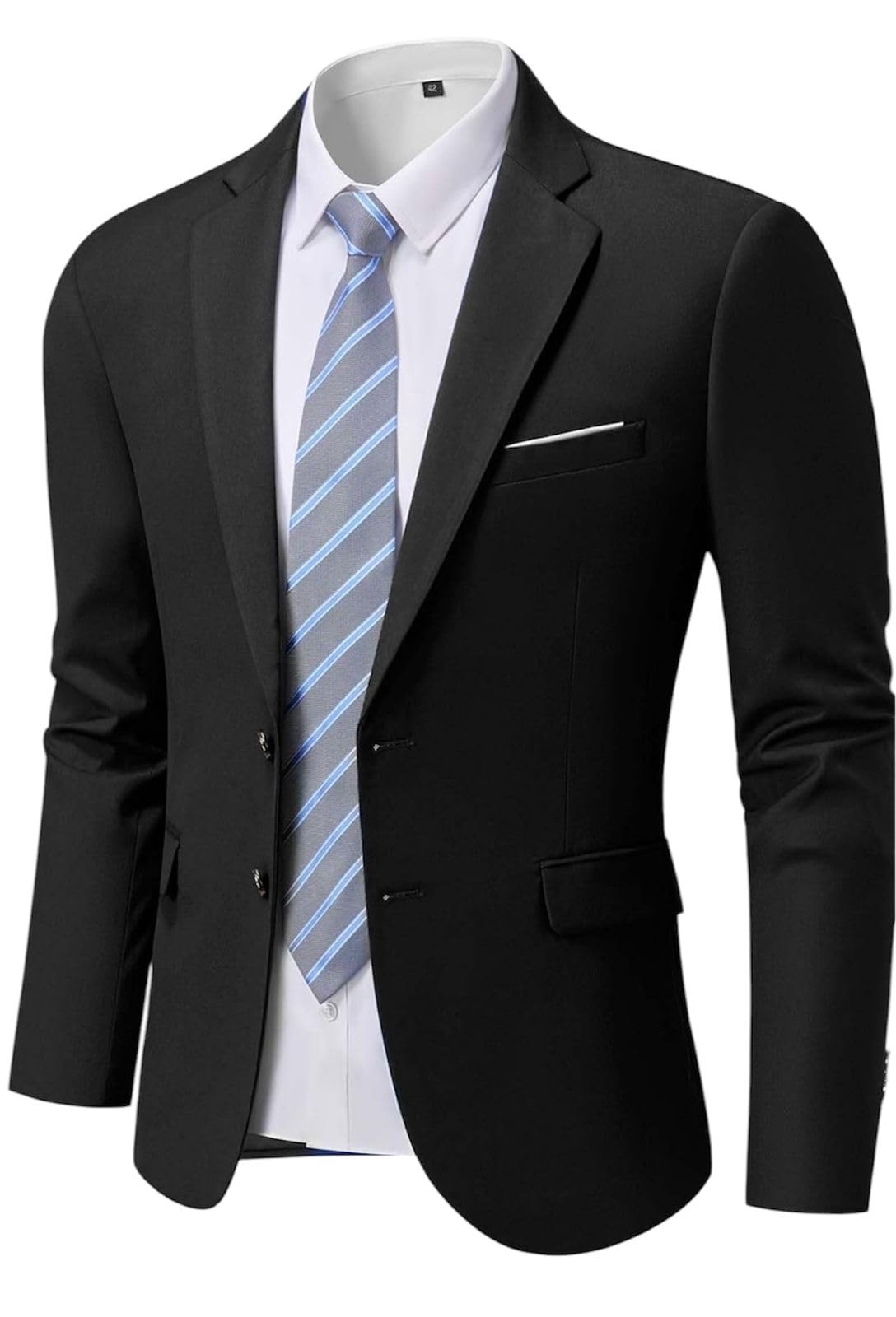 GenericRandom Stripe Men's Casual Blazer Slim Fit Two Buttons Suit Jackt, Lightweight Sport Coats for Daily (in, Numeric, 36, 36, Black)