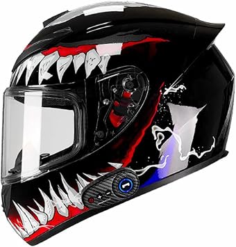 Full Face Youth Kids Bluetooth Helmet ATV Motorcycle Helmet DOT Approved Motorcross Casco with MP3 Integrated Motorbike Flip Up Front Helmet for Adults Men Women Street Racing Go-Kart