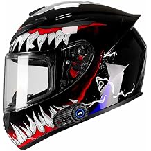 Full Face Youth Kids Bluetooth Helmet ATV Motorcycle Helmet DOT Approved Motorcross Casco with MP3 Integrated Motorbike Flip Up Front Helmet for Adults Men Women Street Racing Go-Kart
