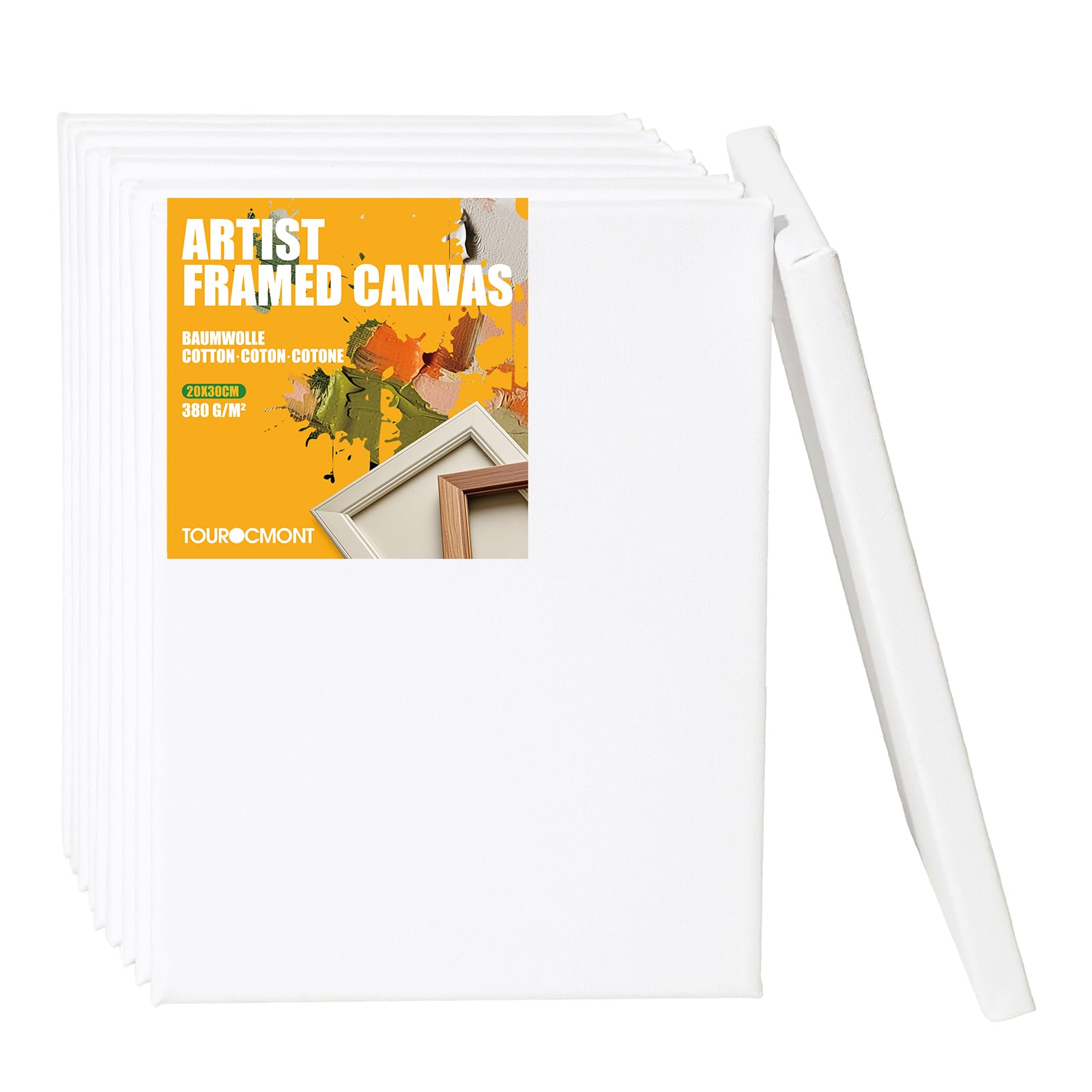 Juego de 10 Bastidores, Lienzos en Blanco de 20 x 30 cm, 100% Algodón, 380 g/m², Lienzo para Pintar