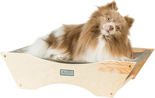 Miniatura 2 de Armarkat Hamaca elevada y acogedora para mascotas para gatos, cama somnolienta que descansa raspaduras, beige natural y gris, 23.2 pulgadas de largo