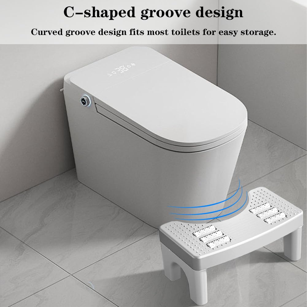 Sgabello per WC ergonomico, per adulti, antiscivolo, altezza scientifica calmante intestinale, previene emorroidi, stitichezza, flatulenza, ecc. (bianco)