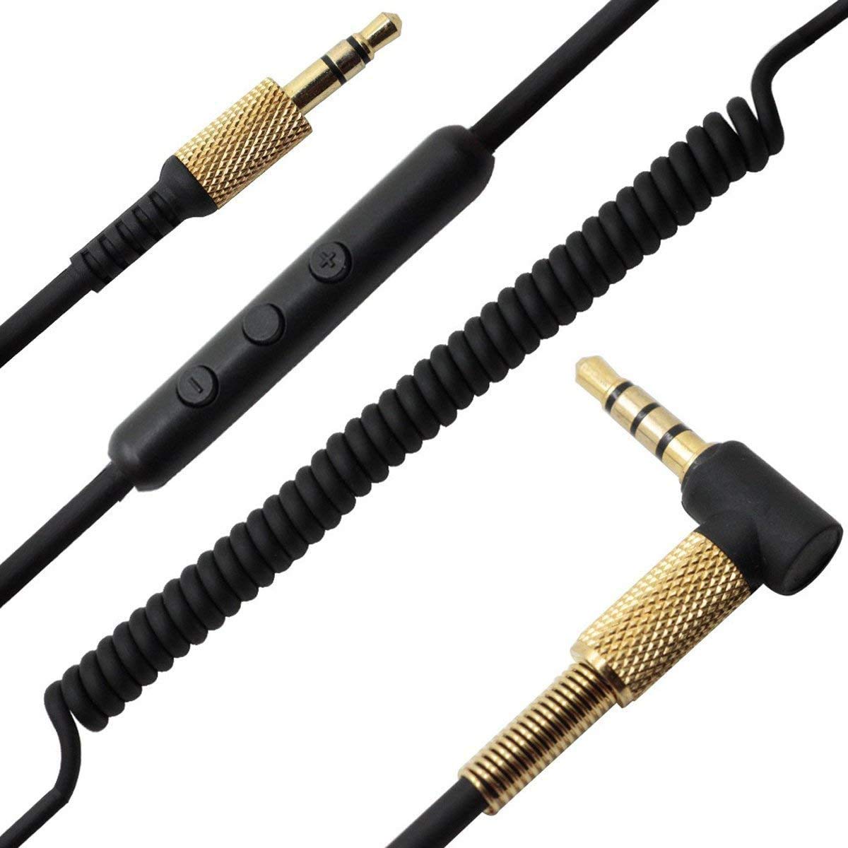 POFET Câble audio de rechange pour casque Marshall Major II 2 avec contrôle du volume pour microphone à distance pour casque, ordinateur portable, smartphones