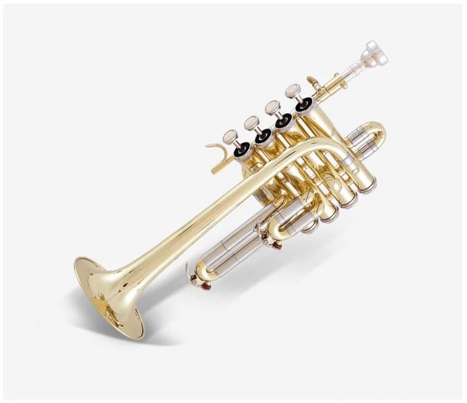 trompeta instrumento musical Trompeta Profesional Bb Piccolo Trompeta De Superficie Lacada En Latón Dorado, Pistón De Aleación De Trompeta De Tres Tonos(Color:Golden)